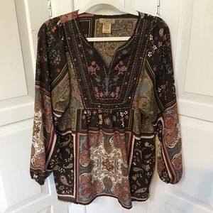 Art and Soul Brown Multi-Pattern Tunic